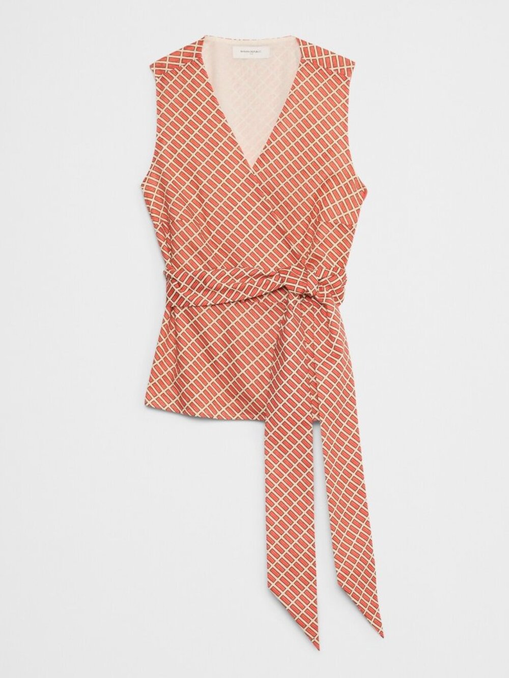 2/$30 Banana Republic Wrap Voile Top Orange Geo Medium #A2518 - Picture 4 of 11
